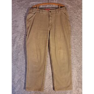 Coleman Mens Tan Canvas Lined Work Pants Size 36x30 Khaki Utility Casual Office